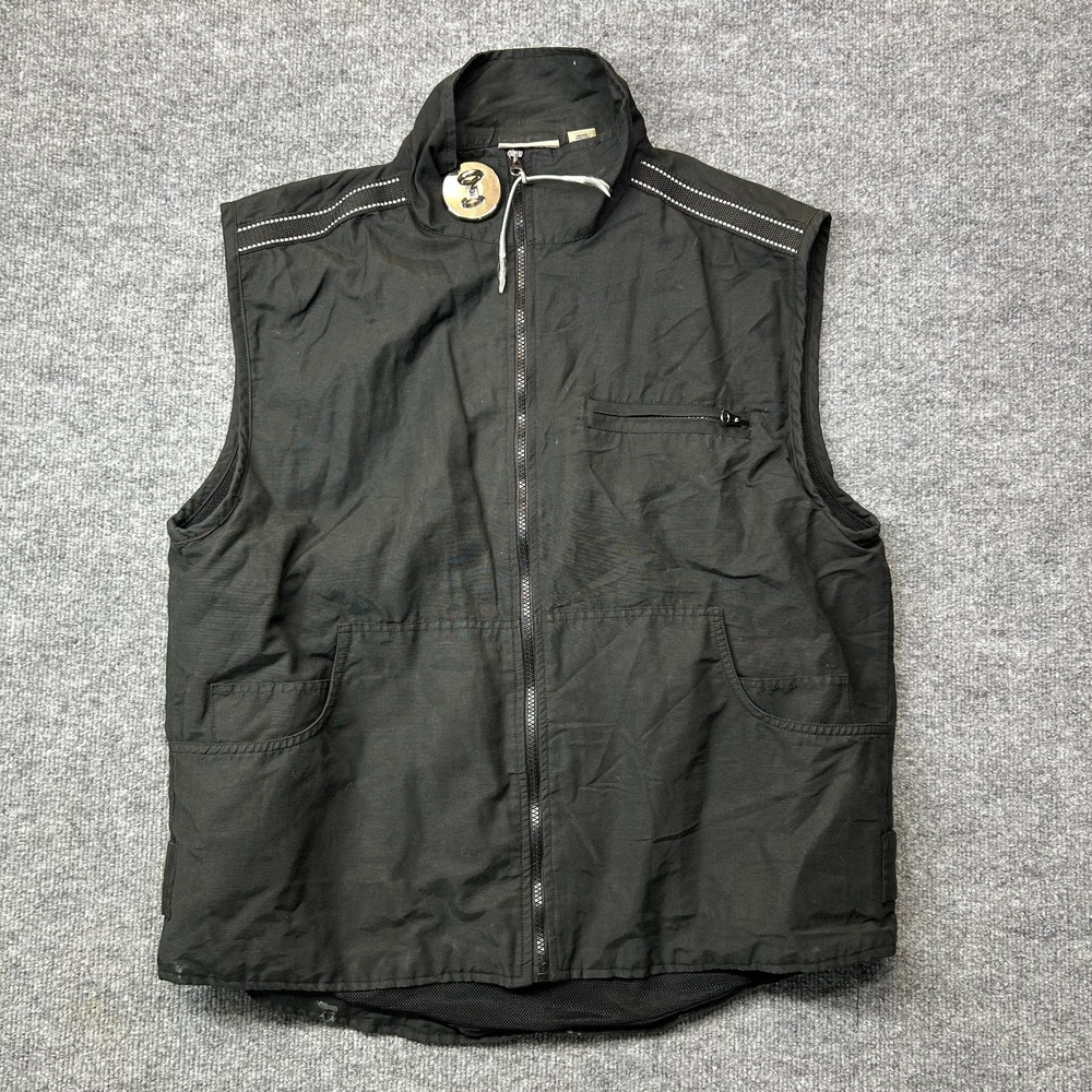 Canyon River Blues Zip Vest Men's Black Lined Pockets Utility Outdoor - Large‎